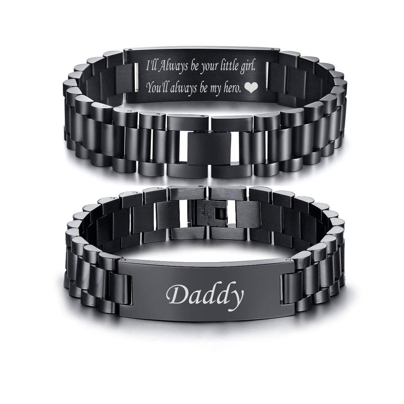 VNOX Dad Bracelet for Men Personalized Jewelry Fathers Gifts for Dad Daddy form Daughter for Father Day Birthday Day Masculine Width Band Stainless Steel Link Bracelet - Image 1